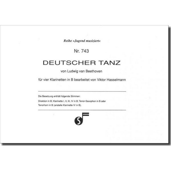 Deutscher Tanz für 4 Klarinetten Partitur und Stimmen