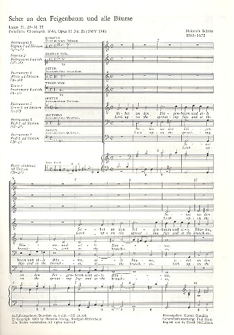 Sehet an den Feigenbaum op.11,26 SWV394 gem Chor (Instrumente) (SSATBB) (Bc ad lib)