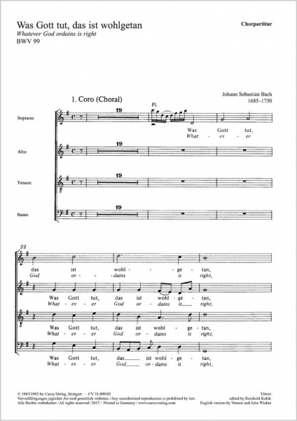 Was Gott tut das ist wohlgetan Kantate Nr.99 BWV99