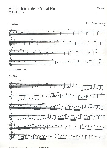 Allein Gott in der Höh sei Ehr für Bariton solo, gem Chor und
