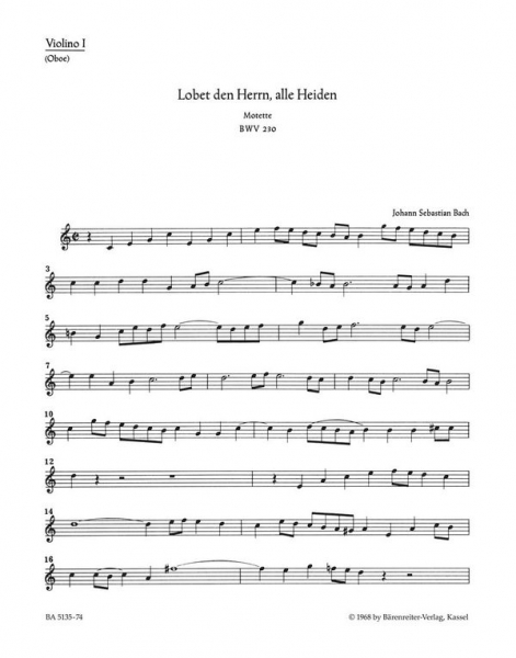Lobet den Herrn alle Heiden BWV230 Motette Nr.6 für gem Chor