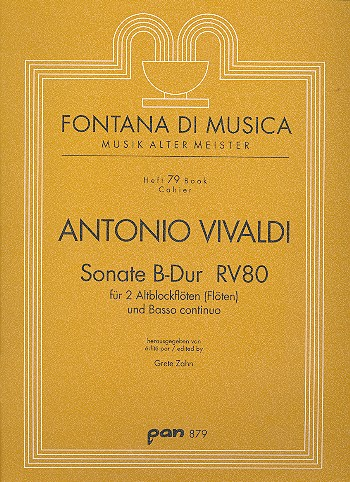 Sonate B-Dur RV80 für 2 Altblockflöten (Flöten) und Bc
