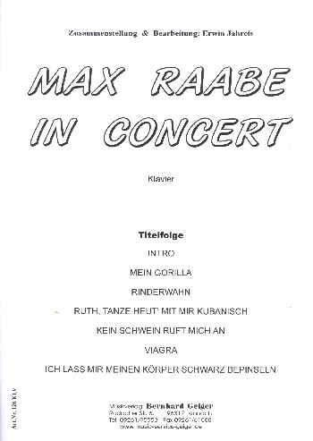 Max Raabe in Concert (Medley): für Gesang, Combo und Klavier