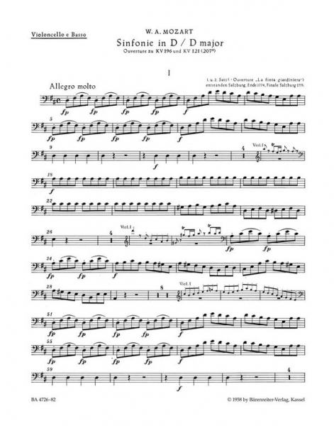 Sinfonie D-Dur KV196 für Orchester