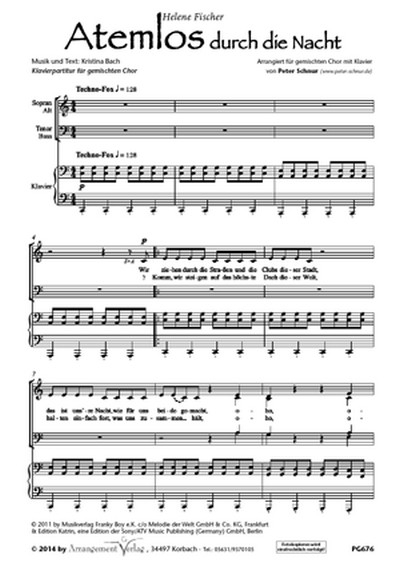 Atemlos durch die Nacht für Frauenchor (SSA) und Klavier