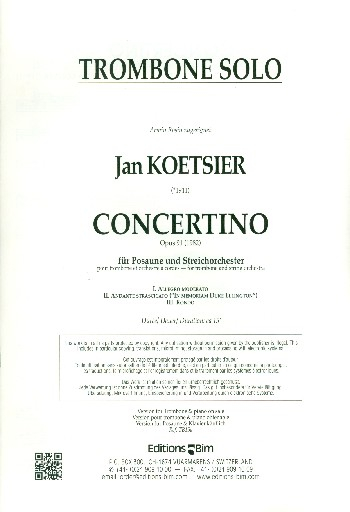 Concertino op.91 für Posaune und Streichorchester