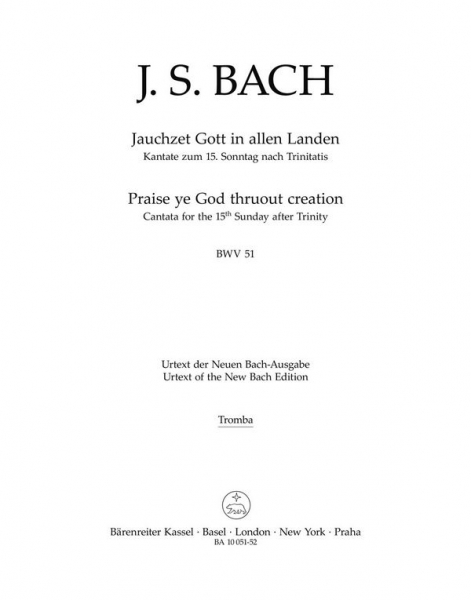 Jauchzet Gott in allen Landen Kantate Nr.51 BWV51
