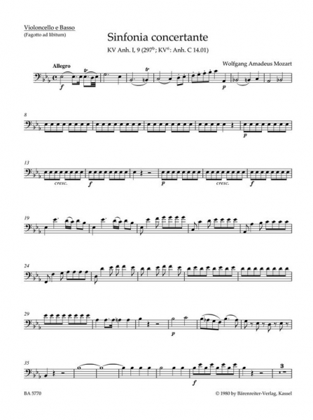 Sinfonia concertante Es-Dur KV297b für Oboe, Klarinette, Horn, Fagott und Orchester