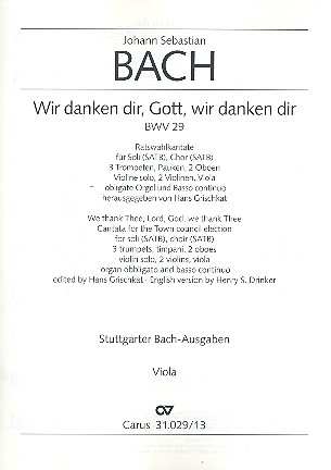Wir danken dir, Gott, wir danken dir Kantate Nr.29 BWV29