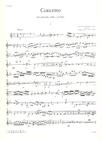Konzert Es-Dur für Oboe, Streicher und Bc