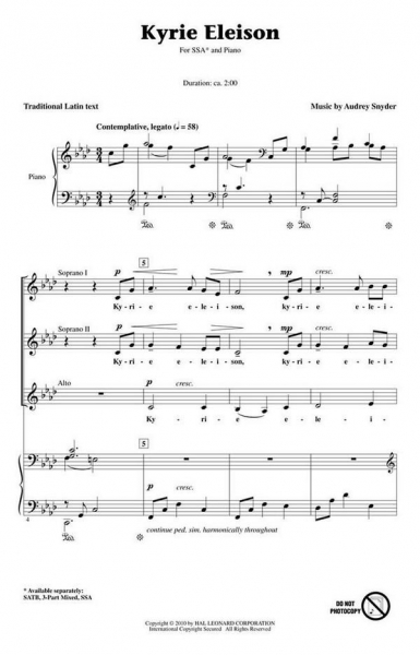 Kyrie Eleison for female choir (SSA and piano