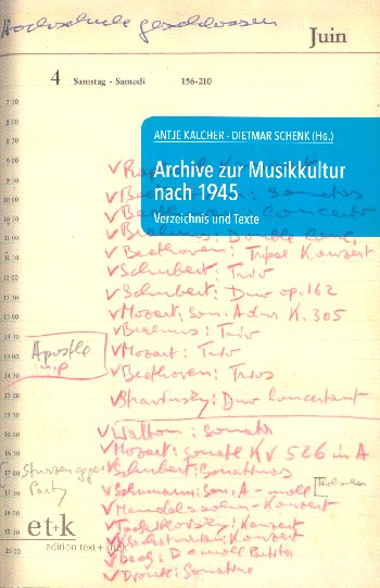 Archive zur Musikkultur nach 1945 Verzeichnis und Texte