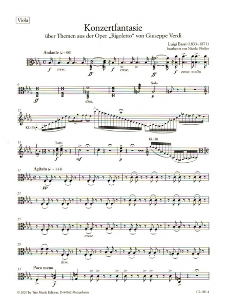 Konzertfantasie über Themen aus der Oper "Rigoletto" für Streichorchester und Klarinette