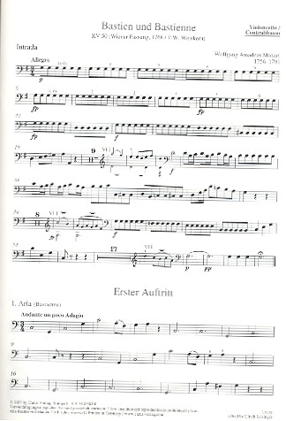 Bastien und Bastienne KV50 (KV46b) (Wiener Fassung 1768) für Soli und Orchester