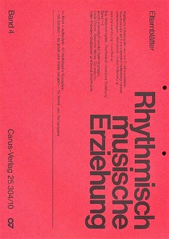 RHYTHMISCH-MUSISCHE ERZIEHUNG BAND 4, ELTERNBLAETTER