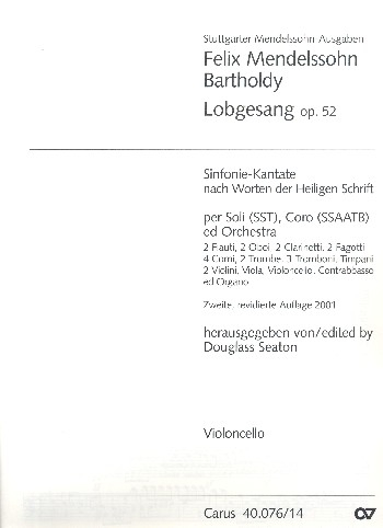 Sinfonie B-Dur Nr.2 op.52 (Lobgesang) für Soli, gem Chor und Orchester