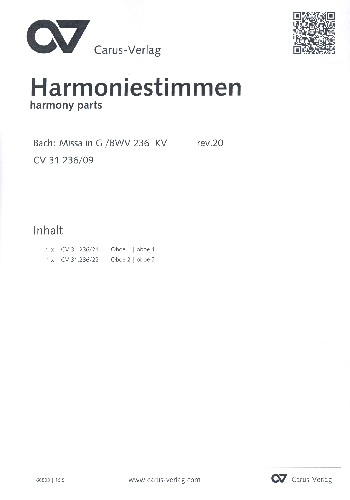 Messe G-Dur BWV236 für Soli (SATB), Chor und Orchester