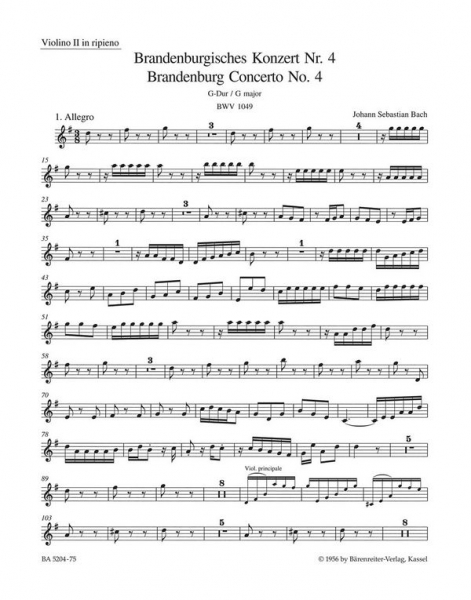 Brandenburgisches Konzert G-Dur Nr.4 BWV1049 für Orchester