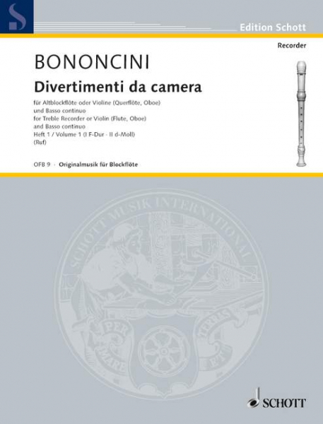 Divertimenti da camera Band 1 für Alt-Blockflöte (Violine, Flöte, Oboe) und Basso continuo (Klavier)