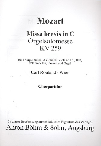 Missa brevis C-Dur KV259 für Chor und Orchester