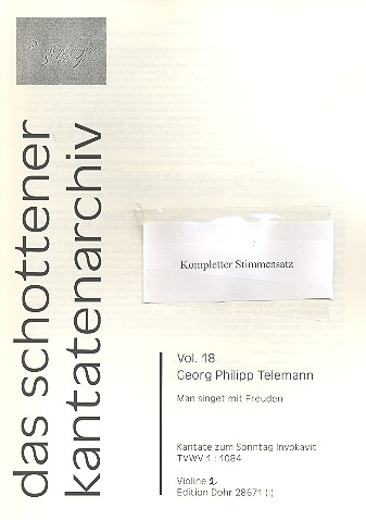 Man singet mit Freuden TWV1:1084 für Soli, gem Chor, 2 Trompeten, 2 Violinen, Viola und Bc