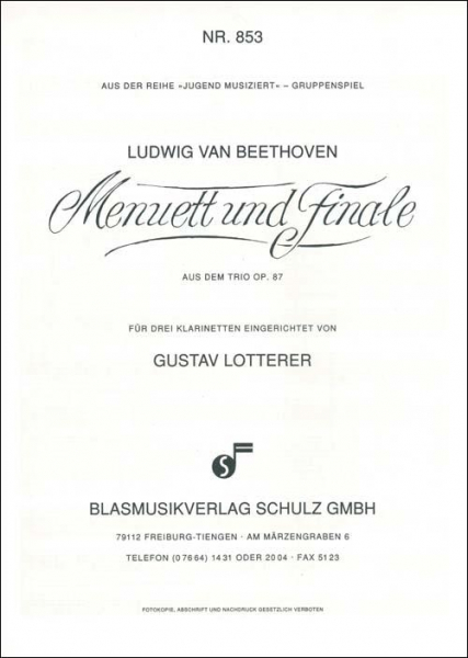Menuett und Finale aus dem Trio op.87 für 3 Klarinetten