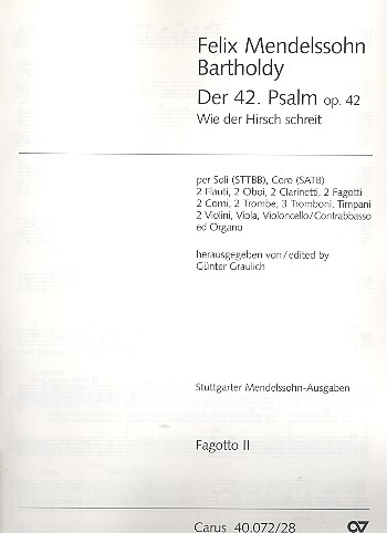 Wie der Hirsch schreit op.42 Psalm 42 für Soli, gem Chor und Orchester