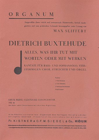 Alles was ihr tut für Soli, gem Chor und Orchester
