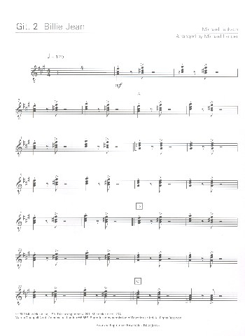 Billie Jean für 4 Gitarren (Ensemble)