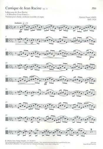 Cantique de Jean Racine op.11 für gem Chor, Streichorchester und Orgel