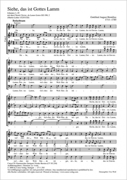 Siehe das ist Gottes Lamm für gem Chor a cappella