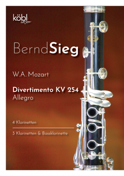 Allegro aus Divertimento KV254 für 4 Klarinetten (3 Klarinetten und Bassklarinette)