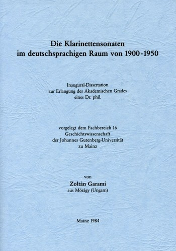 Die Klarinettensonaten im deutschsprachigen Raum