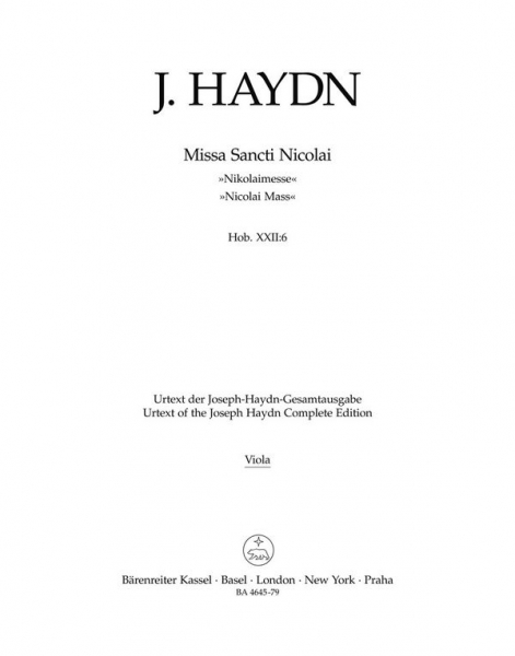 Missa Sancti Nicolai G-Dur Hob.XXII:6 für Soli, Chor und Orchester