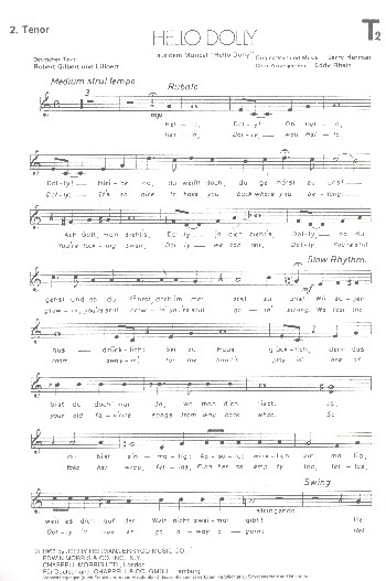 Hello Dolly für Männerchor und Klavier