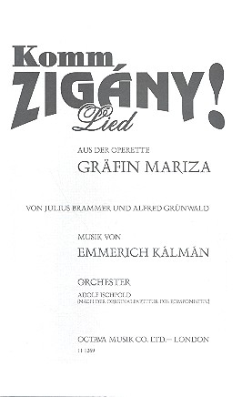 Komm Zigany aus &#039;Gräfin Mariza&#039; für Salonorchester