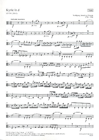 Kyrie d-Moll KV341 für Chor, Orchester und Orgel