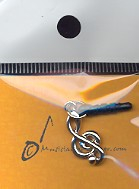 Amulett für Klinkenstecker 3.5mm Violinschlüssel silber (für Handy/Smartphone/Tablet etc.)