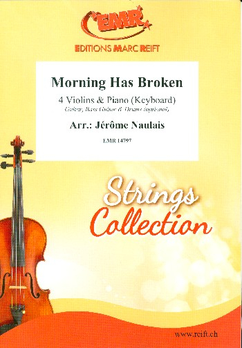 Morning has broken for 4 violins and piano (keyboard) (rhythm group ad lib)