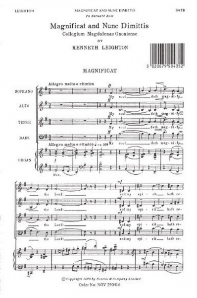 Magnificat and Nunc dimittis for mixed chorus and organ