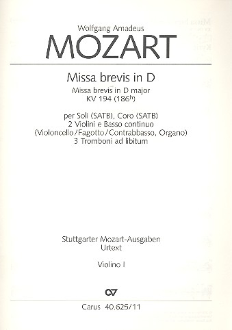 Missa brevis D-Dur KV194 für Soli (SATB), Chor und Orchester