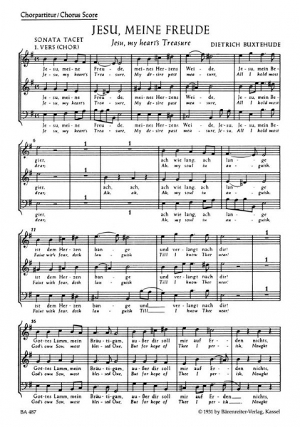 Jesu, meine Freude für Soli, gem Chor und Instrumente