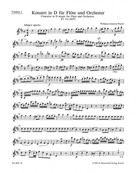 Konzert D-Dur KV314 für Flöte und Orchester