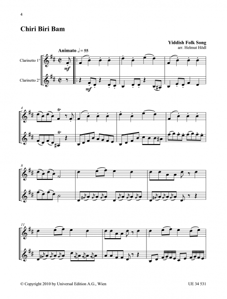 Spielpartitur Klezmer Clarinet Duets