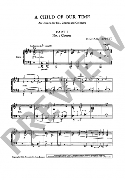 Klavierauszug A Child of Our Time - Oratorium