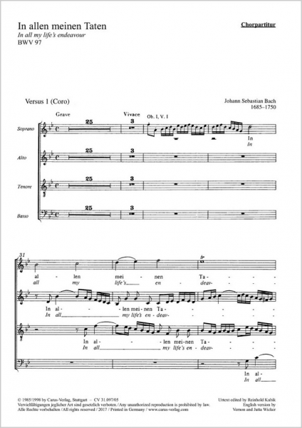 In allen meinen Taten Kantate Nr.97 BWV97