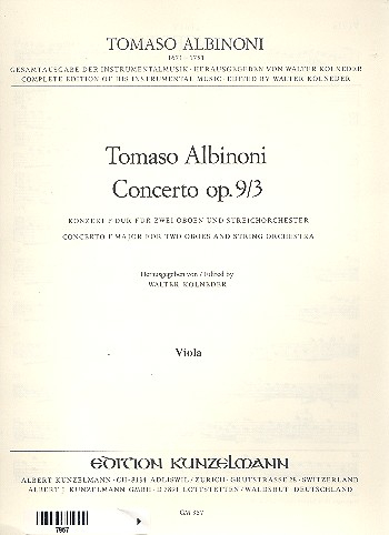 Concerto op.9,3 für 2 Oboen und Streicher
