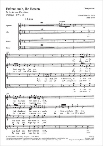 Erfreut euch ihr Herzen Kantate Nr.66 BWV66