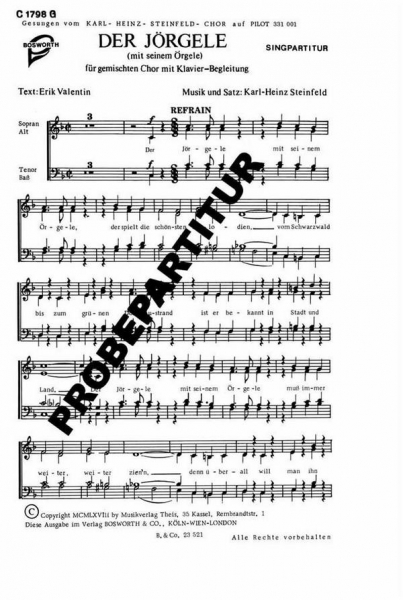 Der Jörgele mit seinem Örgele für gem Chor und Klavier