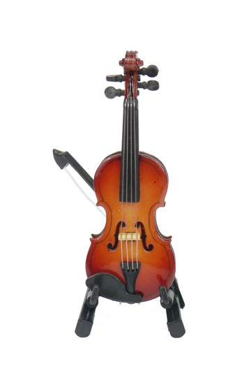 Violine 8cm mit Bogen, Standfuß und Geschenkbox